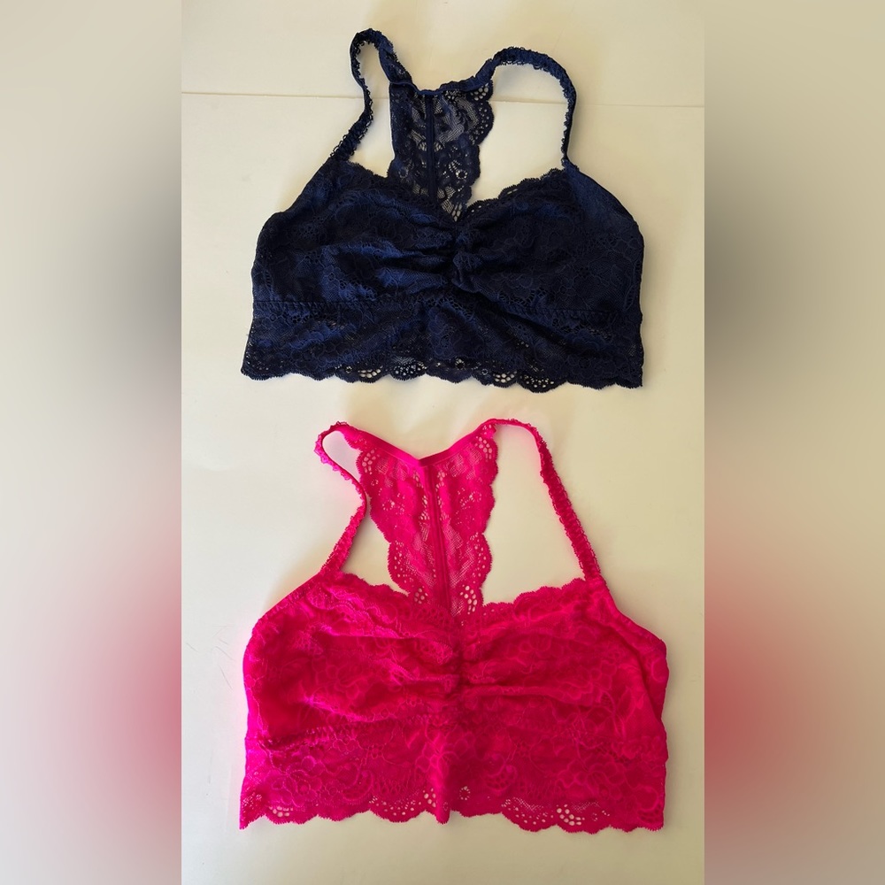 Two PINK Lace Bralettes, both size large